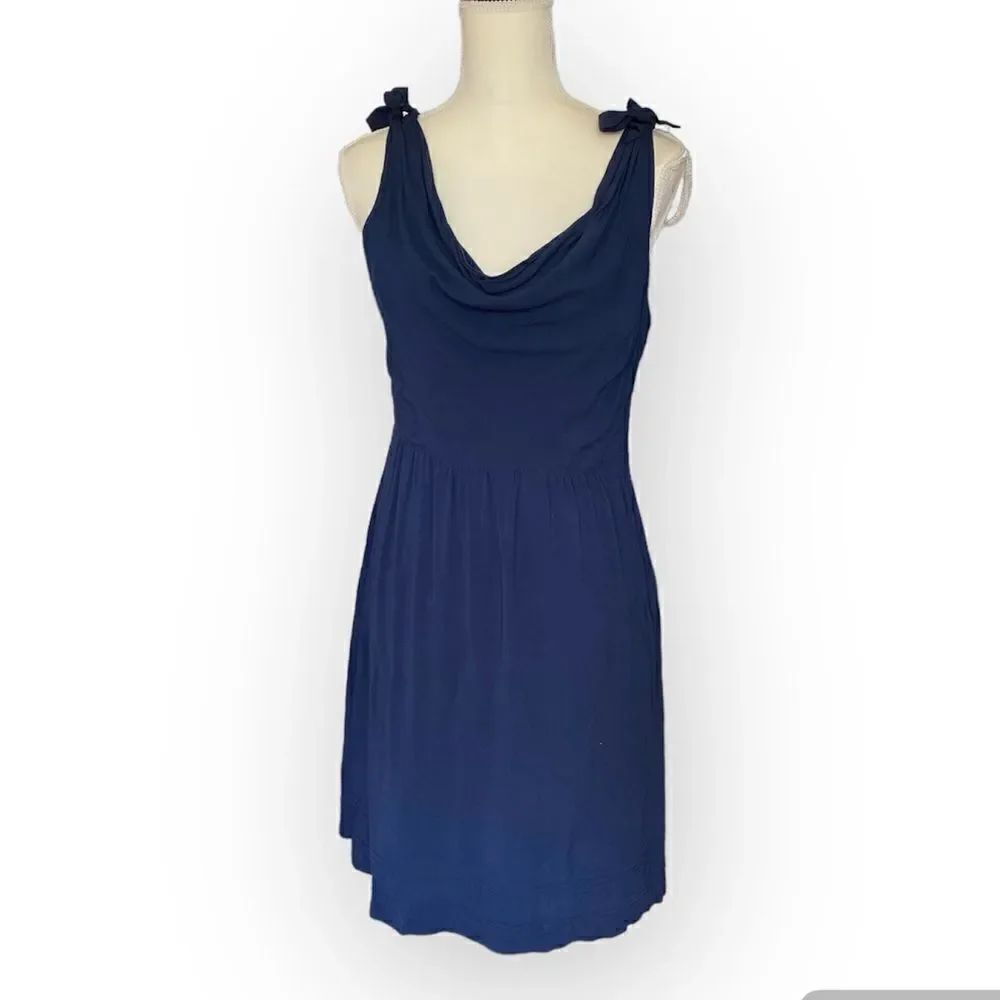 Maeve Navy Blue A-line Cowl Neck Sleeveless Sundress